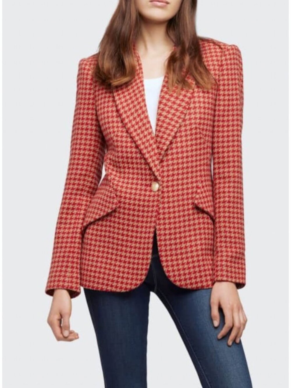 L'Agence Chamberlain Houndstooth One Button Blazer Jacket Size 2